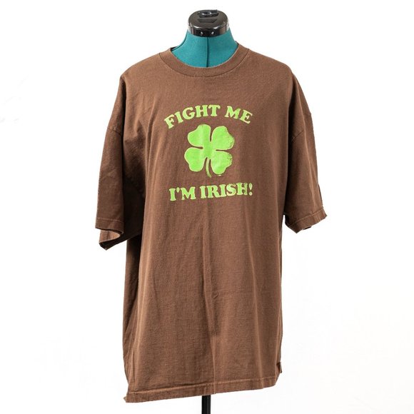 Fight Me I'm Irish Brown Tee Shirt - Picture 1 of 3